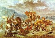 Eugene Delacroix Lowenjagd oil painting artist